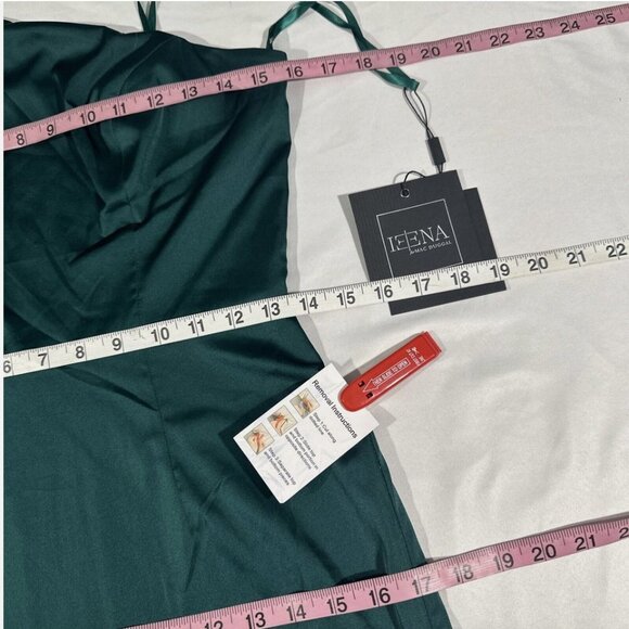 NWT $358 IEENA Mac Duggal [ 4 ] Satin One Shoulder‎ Puff Sleeve Gown Green Q470 - Picture 4 of 16